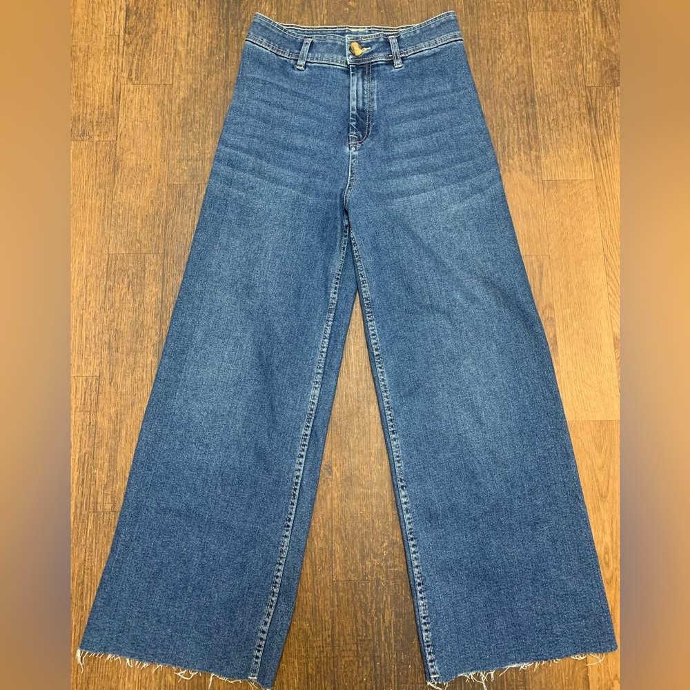 BLACK TAPE_ Wide Leg High Rise Stretch Jeans Medium Wash  EUC SZ US 28